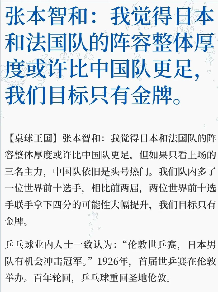 张本智和称日法阵容厚度胜中国引争议 数据对比